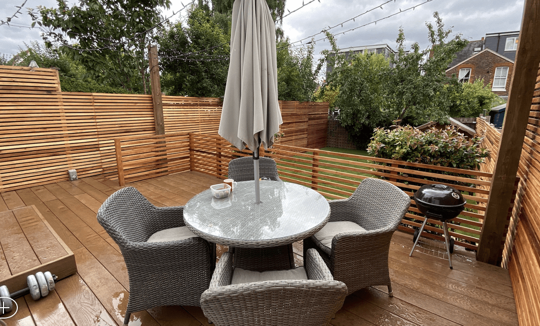 Decking dining area in Millboard