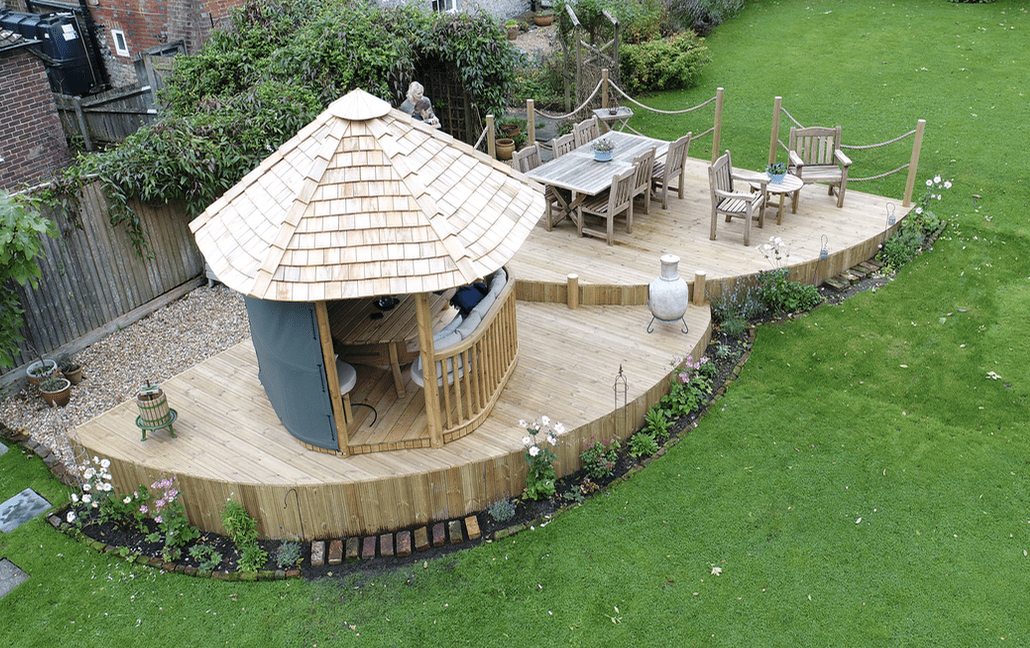 Surrey softwood deck dining area