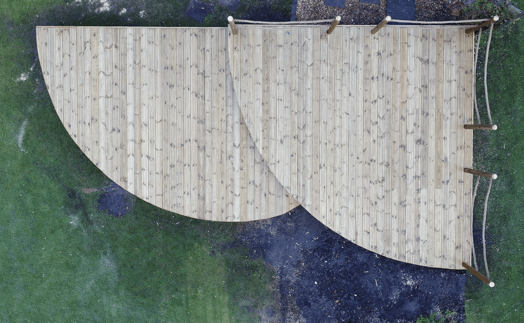 Softwood curved deck