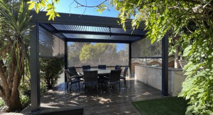 Metal pergola and Millboard decking